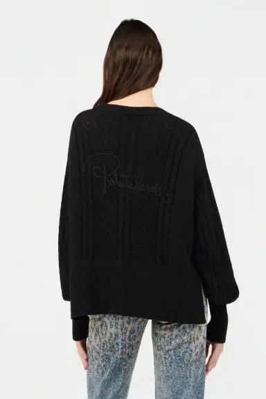 Roberto Cavalli Black Cable-Knit Cardigan | Thumbnail 3