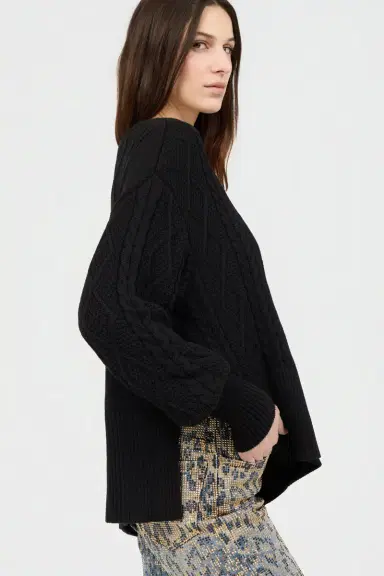Roberto Cavalli Black Cable-Knit Cardigan | Thumbnail 4
