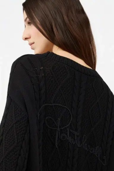 Roberto Cavalli Black Cable-Knit Cardigan | Thumbnail 5