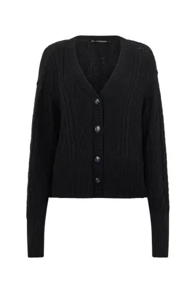 Roberto Cavalli Black Cable-Knit Cardigan | Thumbnail 1