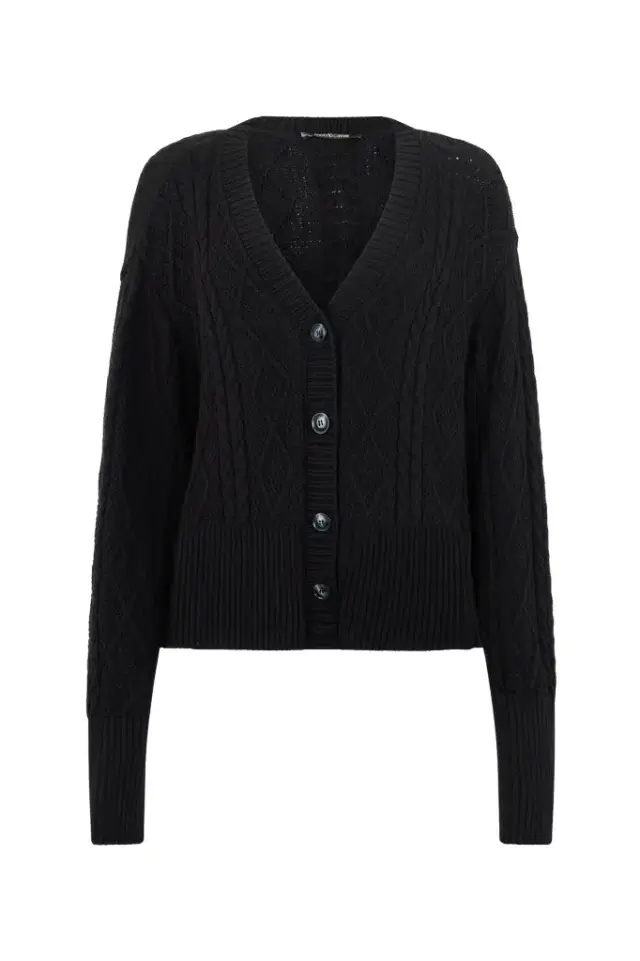 Roberto Cavalli Black Cable-Knit Cardigan