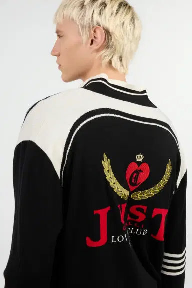 Roberto Cavalli Knit Cardigan with Polo Collar and Logo | Thumbnail 6