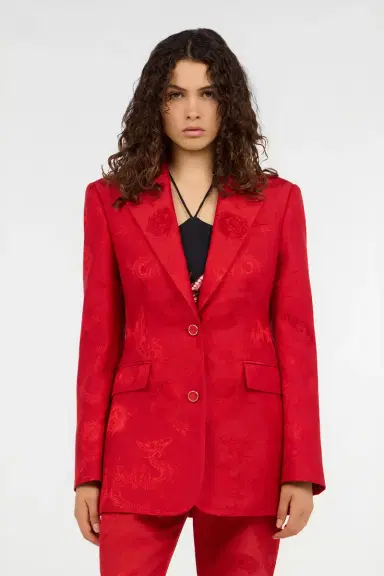 Roberto Cavalli Dark Red Jacket with Dragon Motif | Thumbnail 2
