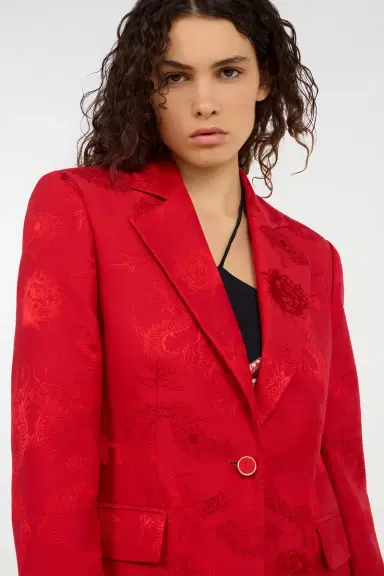 Roberto Cavalli Dark Red Jacket with Dragon Motif | Thumbnail 5