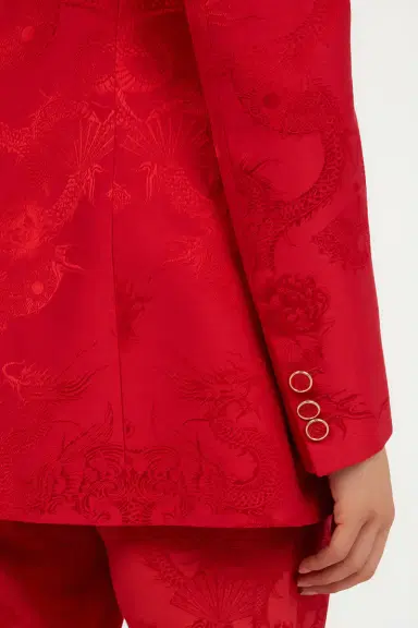 Roberto Cavalli Dark Red Jacket with Dragon Motif | Thumbnail 6
