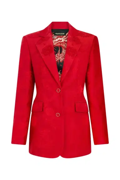 Roberto Cavalli Dark Red Jacket with Dragon Motif | Thumbnail 1