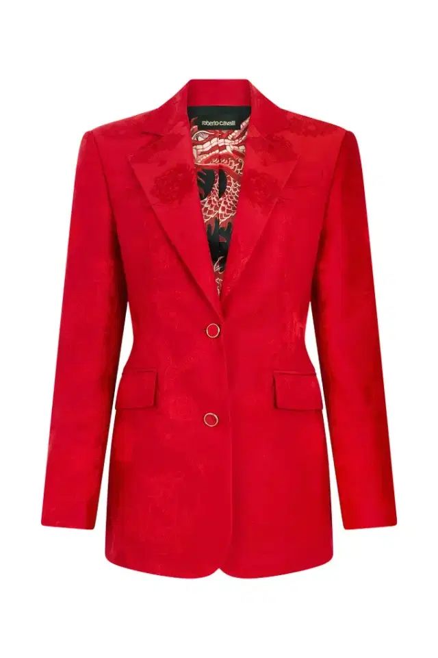 Roberto Cavalli Dark Red Jacket with Dragon Motif
