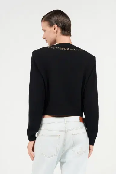 Roberto Cavalli Wool Cardigan with Tiger Embroidery | Thumbnail 3
