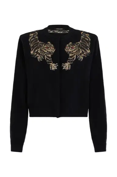 Roberto Cavalli Wool Cardigan with Tiger Embroidery | Thumbnail 1
