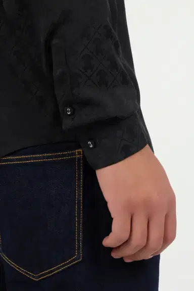 Roberto Cavalli Black shirt with all-over Monogram Mirror Snake | Thumbnail 6
