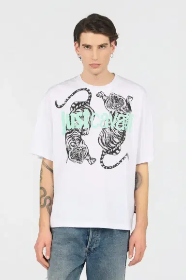Roberto Cavalli White T-Shirt With Tiger Graphic And Logo | Thumbnail 2 Roberto Cavalli White T-Shirt With Tiger Graphic And Logo | Thumbnail 2