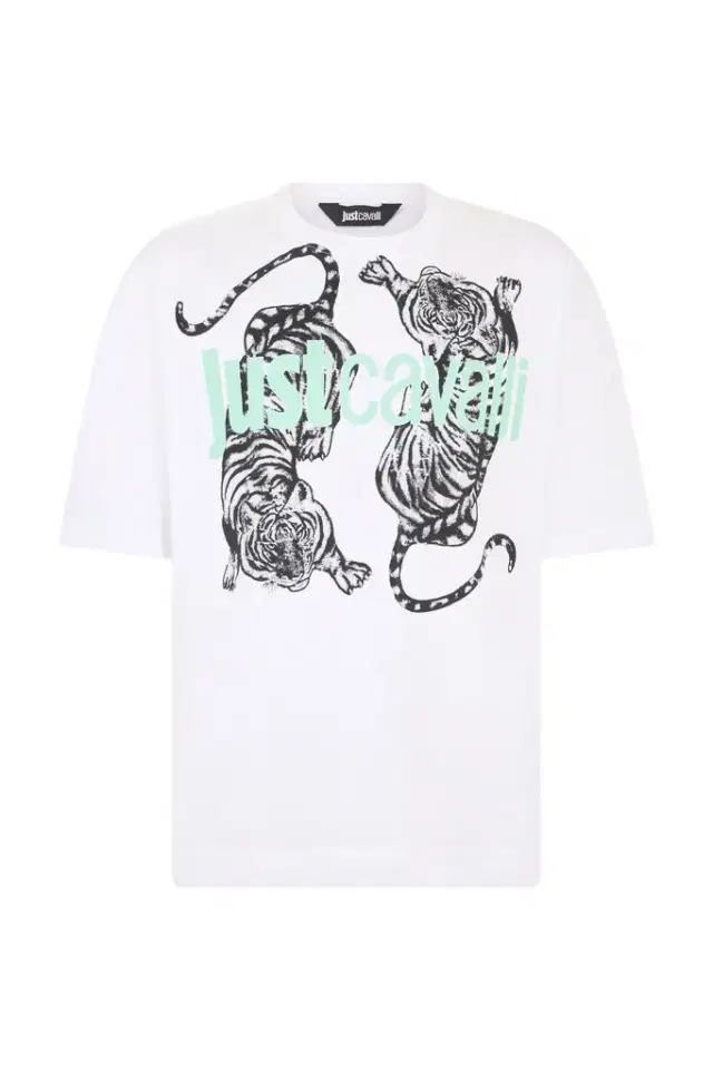 White T-Shirt With Tiger Graphic And Logo