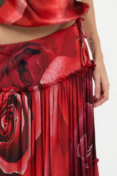 Roberto Cavalli Extra-Long Skirt With Garden Rose Print | Thumbnail 5