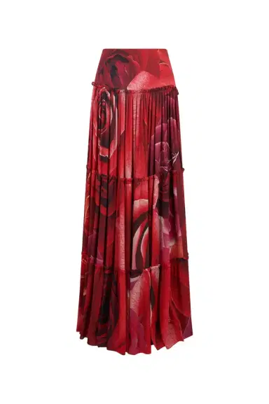 Roberto Cavalli Extra-Long Skirt With Garden Rose Print | Thumbnail 1