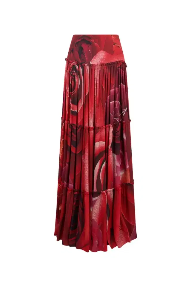 Roberto Cavalli Extra-Long Skirt With Garden Rose Print