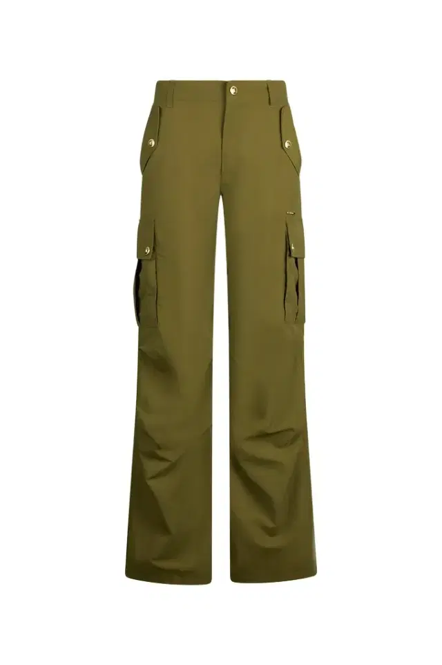 Roberto Cavalli Green Cargo Trousers With Gold Buttons