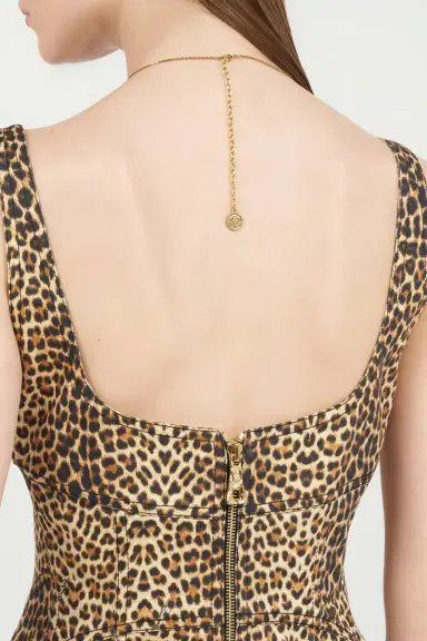 Roberto Cavalli Flared Dress with Bbay Jaguar Print and Frayed Edges | Thumbnail 6