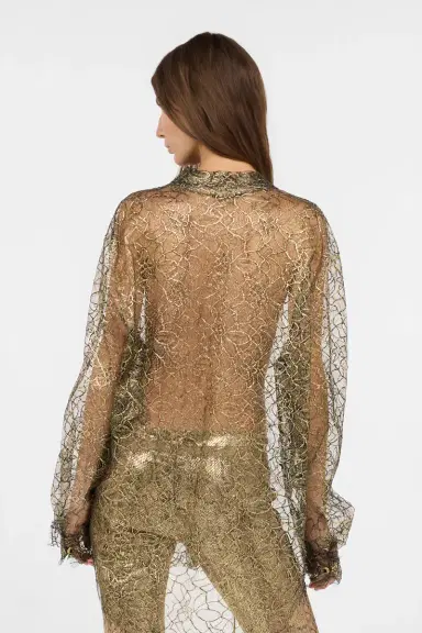Roberto Cavalli Black and Gold See-Through Shirt with Embroidery | Thumbnail 3 Roberto Cavalli Black and Gold See-Through Shirt with Embroidery | Thumbnail 3