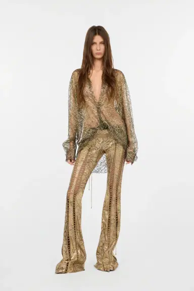 Roberto Cavalli Black and Gold See-Through Shirt with Embroidery | Thumbnail 7 Roberto Cavalli Black and Gold See-Through Shirt with Embroidery | Thumbnail 7