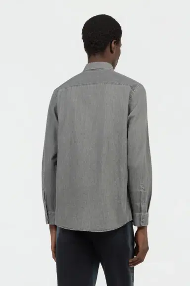 Roberto Cavalli Grey Cotton Shirt with Embroidered Logo | Thumbnail 3 Roberto Cavalli Grey Cotton Shirt with Embroidered Logo | Thumbnail 3