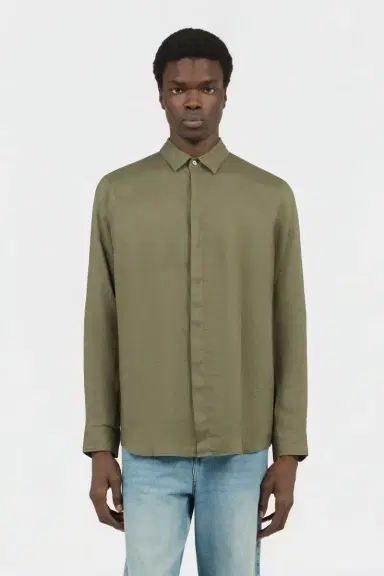Roberto Cavalli Military Green Linen Shirt | Thumbnail 2