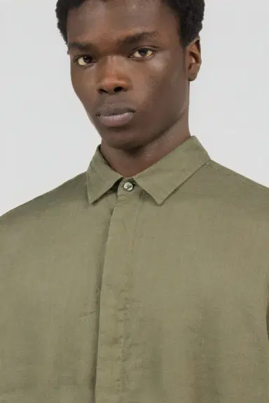 Roberto Cavalli Military Green Linen Shirt | Thumbnail 4