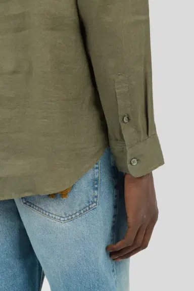 Roberto Cavalli Military Green Linen Shirt | Thumbnail 5