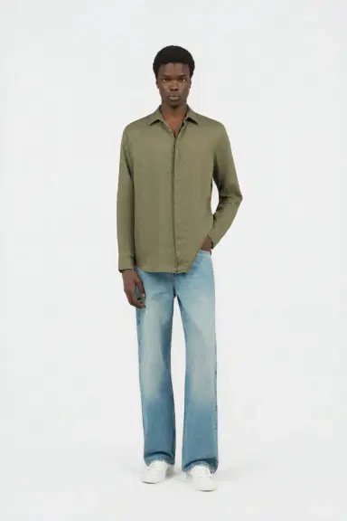 Roberto Cavalli Military Green Linen Shirt | Thumbnail 6