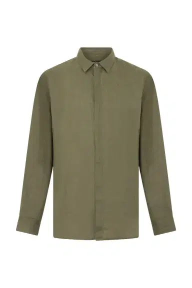 Roberto Cavalli Military Green Linen Shirt | Thumbnail 1