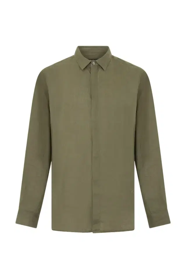 Roberto Cavalli Military Green Linen Shirt
