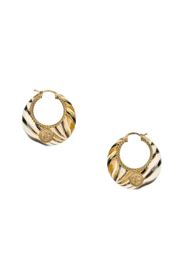 Hoop Earrings With Ray Of Gold Pattern