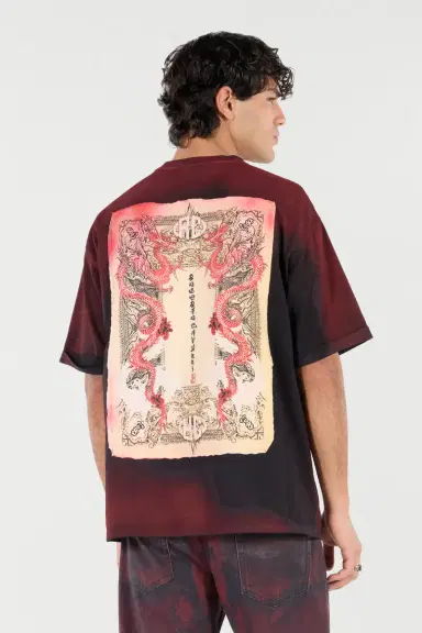 Roberto Cavalli Mottled Effect T-Shirt With Dragons And Logo | Thumbnail 3 Roberto Cavalli Mottled Effect T-Shirt With Dragons And Logo | Thumbnail 3