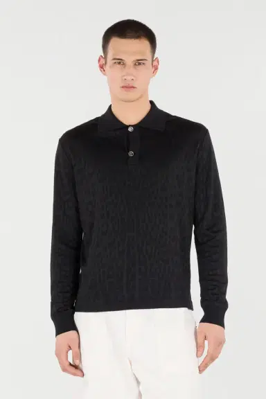 Roberto Cavalli Jaguar Skin Long-Sleeved Knitted Polo | Thumbnail 2 Roberto Cavalli Jaguar Skin Long-Sleeved Knitted Polo | Thumbnail 2