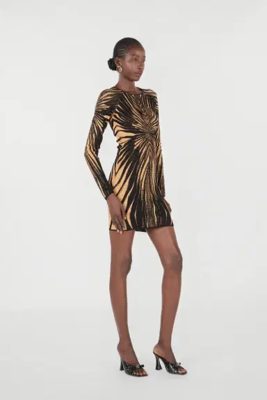 Roberto Cavalli Short knit dress with Ray of Gold print | Thumbnail 2