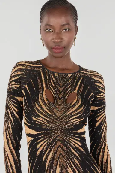 Roberto Cavalli Short knit dress with Ray of Gold print | Thumbnail 6