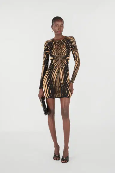 Roberto Cavalli Short knit dress with Ray of Gold print | Thumbnail 7