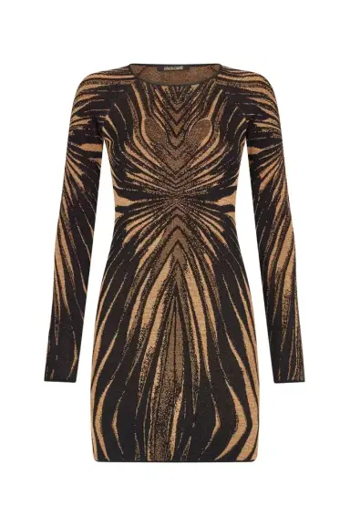 Roberto Cavalli Short knit dress with Ray of Gold print | Thumbnail 1