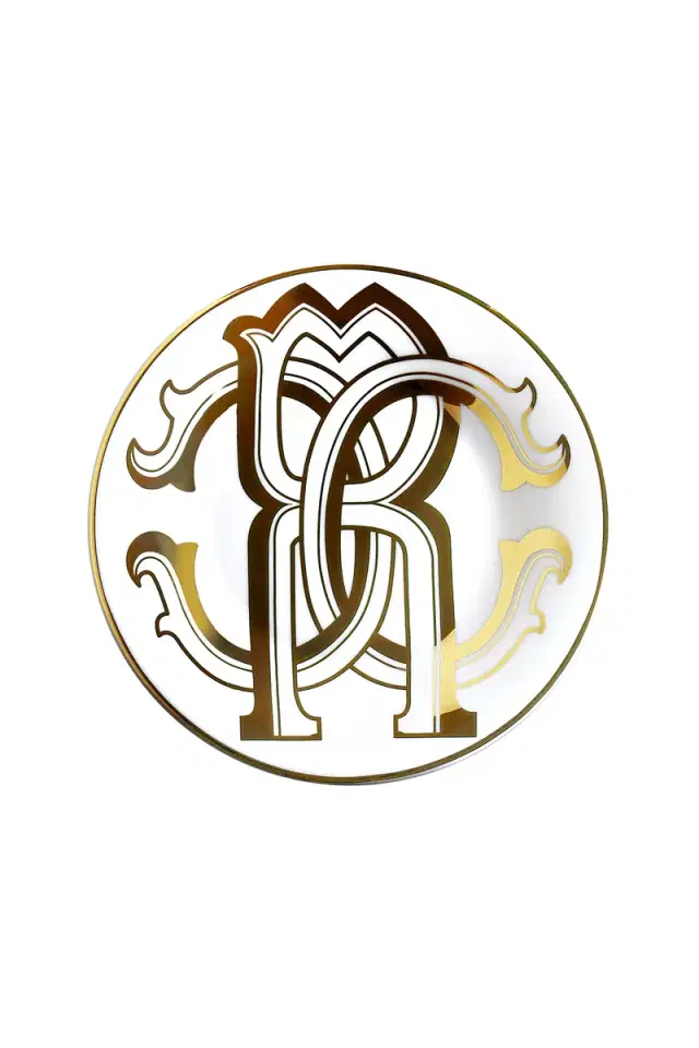 Roberto Cavalli Monogram Gold 2 Bread Plates Set