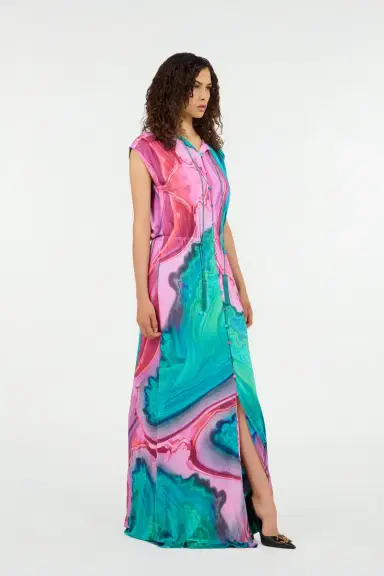 Roberto Cavalli Long dress chemisier with multicolor marbled print | Thumbnail 2 Roberto Cavalli Long dress chemisier with multicolor marbled print | Thumbnail 2