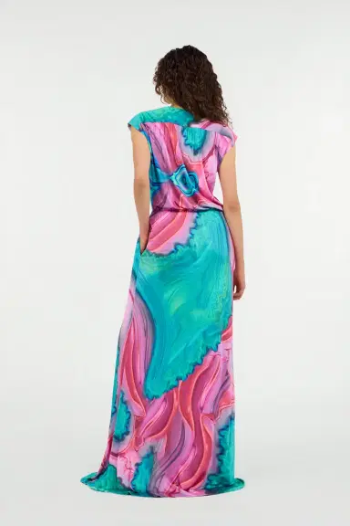 Roberto Cavalli Long dress chemisier with multicolor marbled print | Thumbnail 3 Roberto Cavalli Long dress chemisier with multicolor marbled print | Thumbnail 3