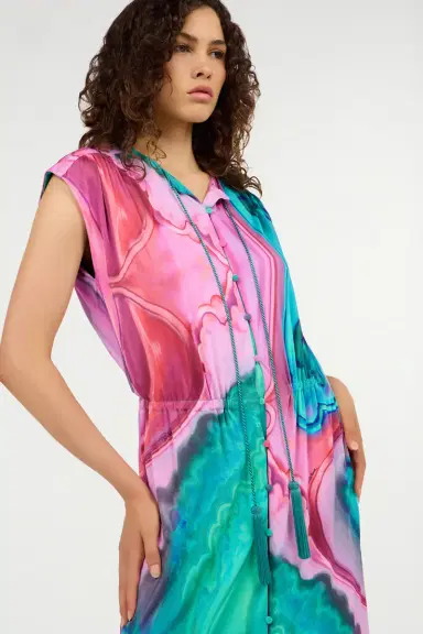 Roberto Cavalli Long dress chemisier with multicolor marbled print | Thumbnail 5 Roberto Cavalli Long dress chemisier with multicolor marbled print | Thumbnail 5