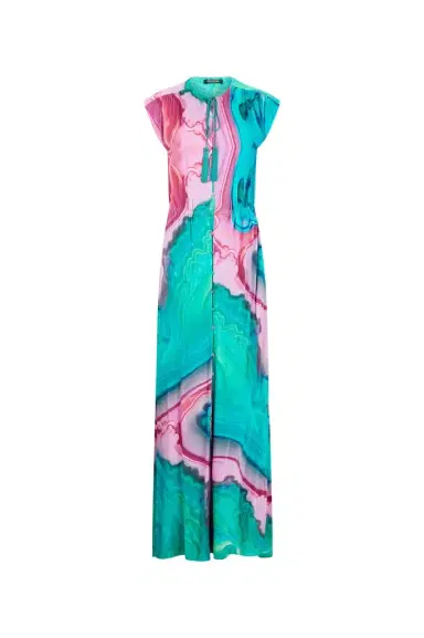 Roberto Cavalli Long dress chemisier with multicolor marbled print | Thumbnail 1 Roberto Cavalli Long dress chemisier with multicolor marbled print | Thumbnail 1