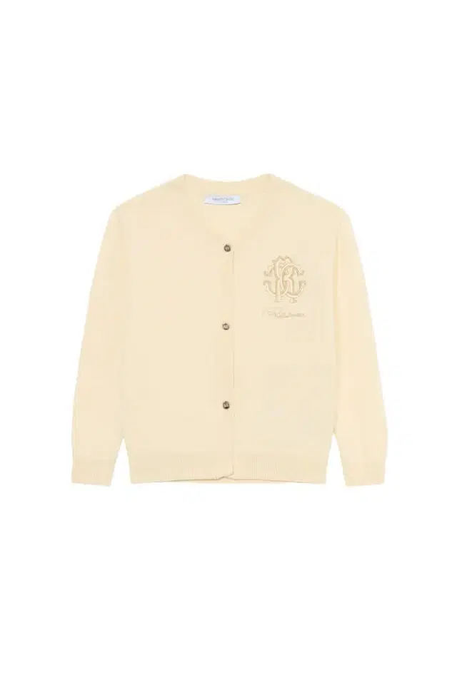 Roberto Cavalli Light Yellow Cardigan With Monogram RC