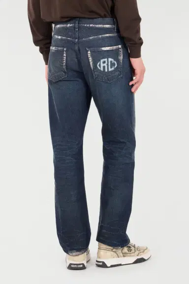 Roberto Cavalli Sandblasted-Effect Jeans With Chain | Thumbnail 3