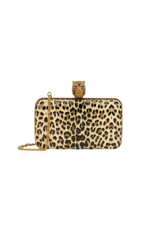 Roberto Cavalli Leopard Print Roar Clutch Bag
