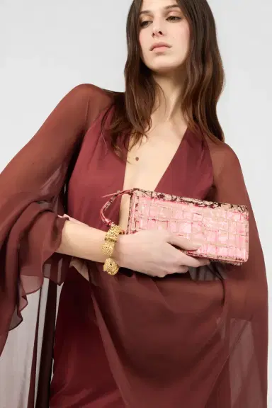 Roberto Cavalli Roar Pochette Bag Burgundy Laminated Leather | Thumbnail 2 Roberto Cavalli Roar Pochette Bag Burgundy Laminated Leather | Thumbnail 2