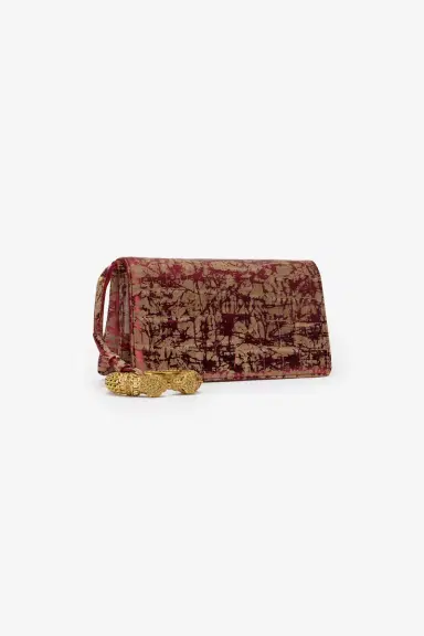 Roberto Cavalli Roar Pochette Bag Burgundy Laminated Leather | Thumbnail 4 Roberto Cavalli Roar Pochette Bag Burgundy Laminated Leather | Thumbnail 4