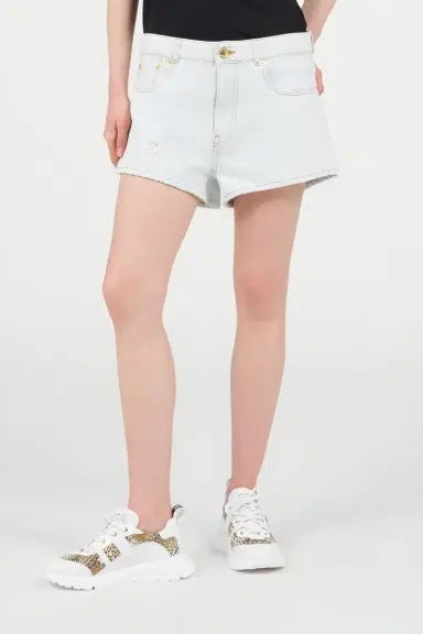 Roberto Cavalli Light Wash Denim Shorts with Distressed Details | Thumbnail 2 Roberto Cavalli Light Wash Denim Shorts with Distressed Details | Thumbnail 2