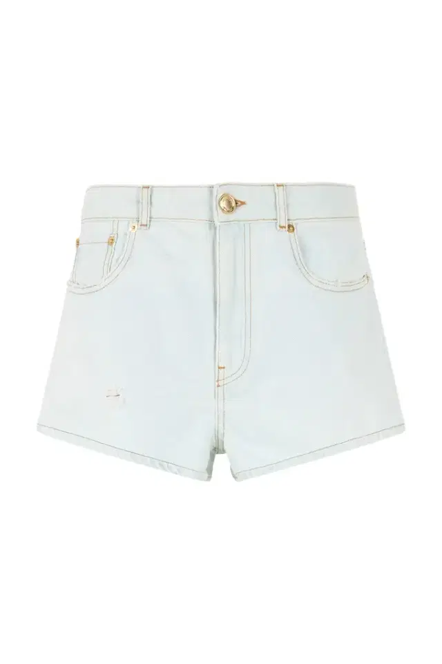 Roberto Cavalli Light Wash Denim Shorts with Distressed Details