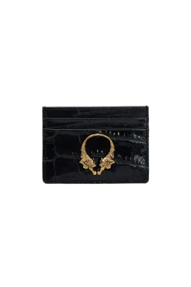 Roberto Cavalli Black Card Case with Roar Hardware